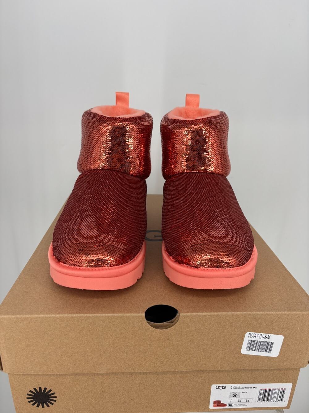 UGG Classic Mini Mirror Ball Boots Womens 7 Seqins Shimmer Suede Faux Wool Lined